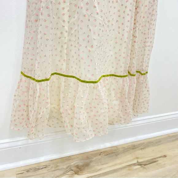 Vintage Union Made pink chiffon ruffle prom formal maxi dress Sz 7 small - Picture 7 of 10